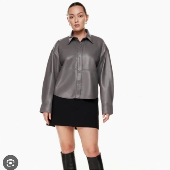 Aritzia Jackets & Blazers - Aritzia Babaton Leather Pelli Shirt Jacket- BLUE/GREEN COLOR- SMALL